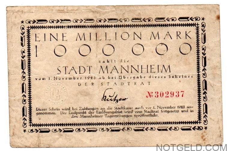 Mannheim 1 million mark