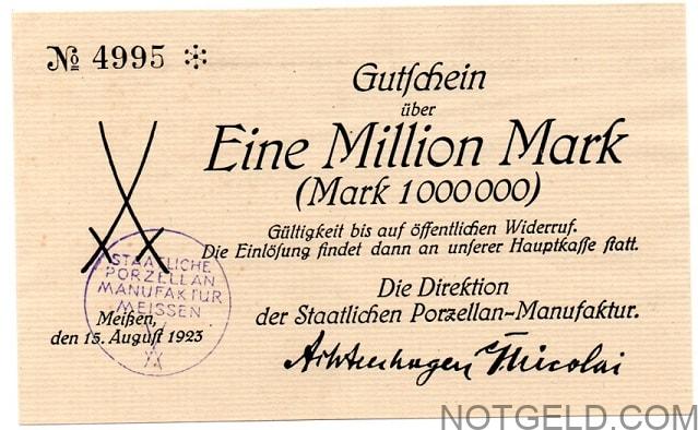 Meissen porcelain factory - 1 million mark!!