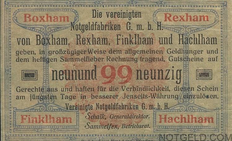 Juxschein 99 'frenzied notgeld collecting' fantasy note!