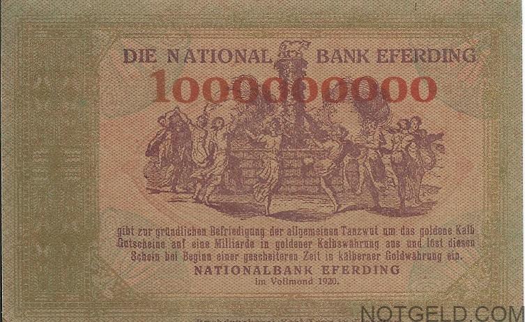 Juxschein Eferding 1000000000 'golden calf' fantasy note!