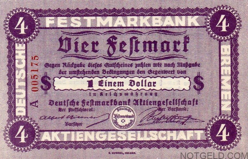 Bremen - 4 Festmark (not stamped)!