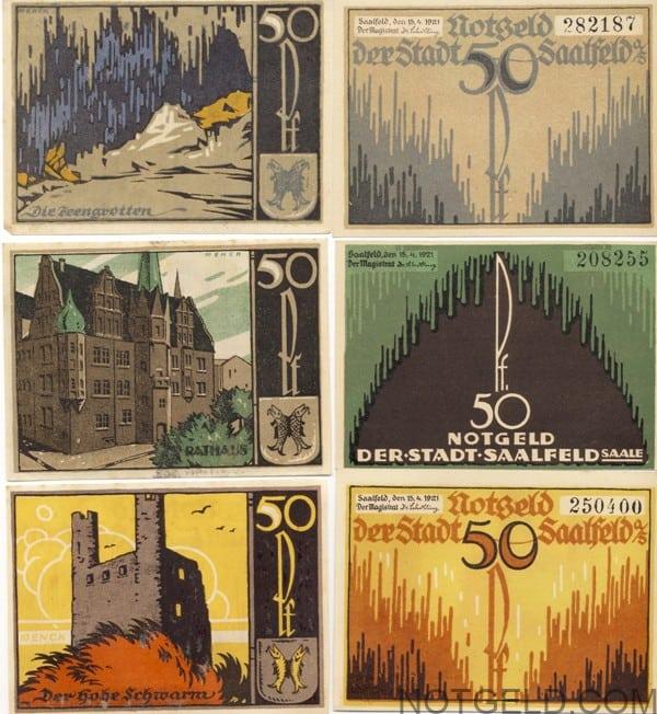 Saalfeld - 2 sets (3 x 50pf) - set + 3 variants!!