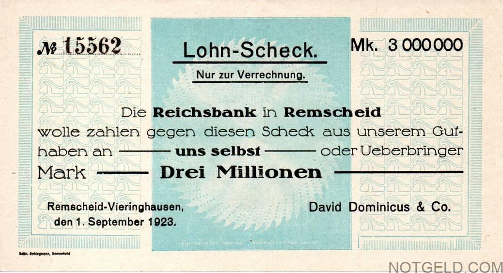 Remscheid-Vieringhausen (Lohn-Scheck)