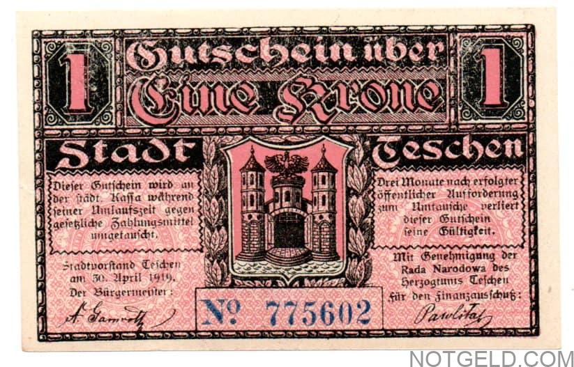 Bohemia & Moravia 1 Krone (Tetschen) PI