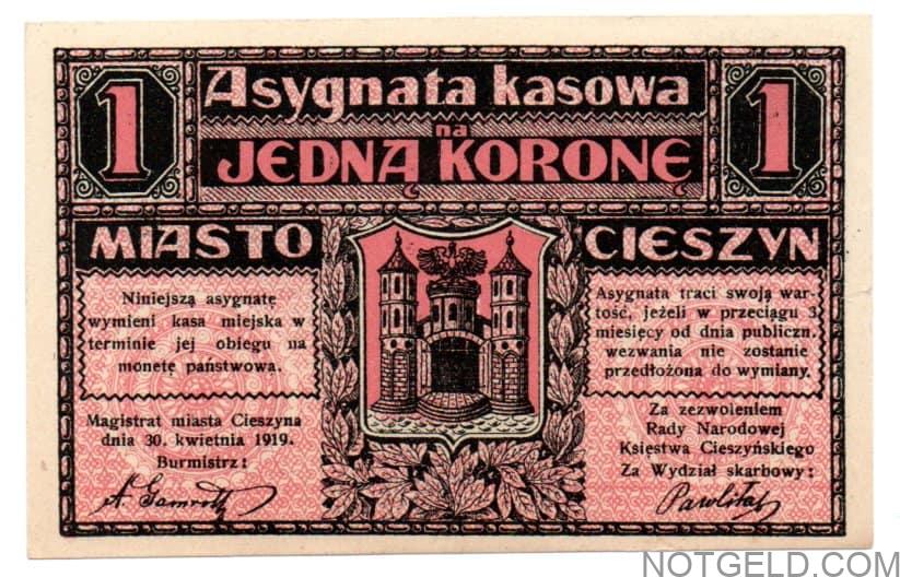 Bohemia & Moravia 1 Krone (Tetschen) PI - Image 3