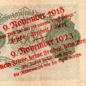 Reichsbanknote anti-semitic and political propaganda overprints