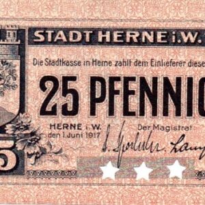 Herne - scarce 25pf muster (specimen) 1917 piece!