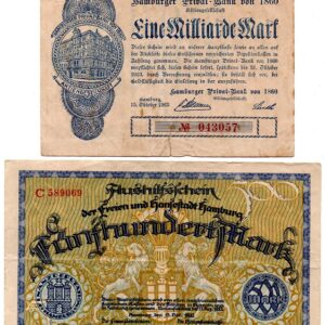 Hamburg - 2 notes (500m + 1 Milliarde mark)
