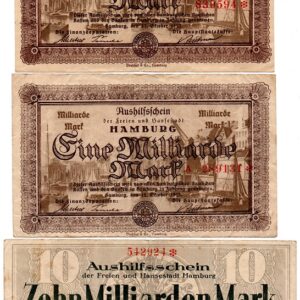 Hamburg - 3 hyper-inflationary notes