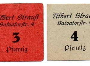 Muenchen - baekerpfennige 3 + 4 Pf 'Albert Strauss'
