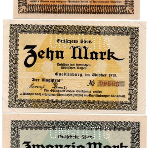 Quedlinburg 5 + 10 + 20 mark (1918)!