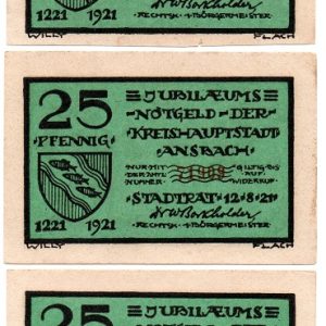 Ansbach - 25pf (green) uncommon variant single piece