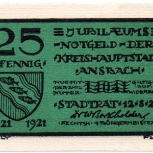 Ansbach - 25pf (green) uncommon variant - black serial