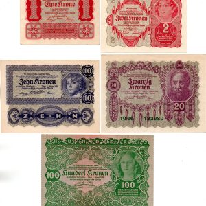 Set of 5 notes (Austro-Hungarian Bank) 1922