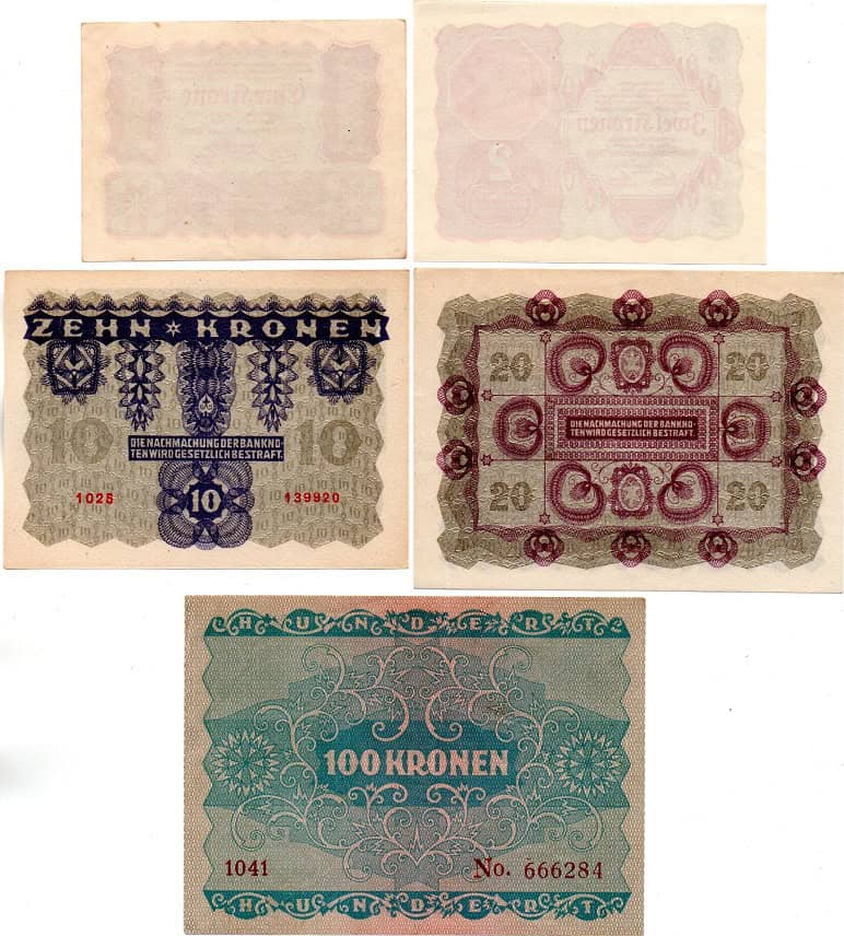 Set of 5 notes (Austro-Hungarian Bank) 1922 - Image 2